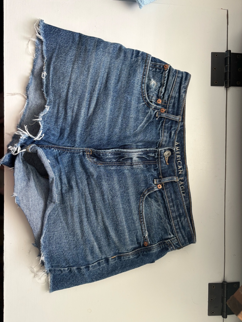American Eagle Outfitters High-Rise Distressed Blue Denim Cutoff Shorts
